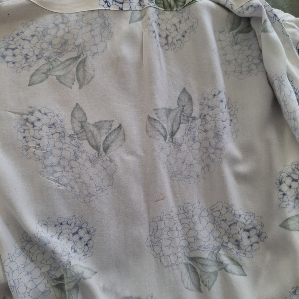 Floral Print Women's Robe - White and Blue - Picture 6 of 6
